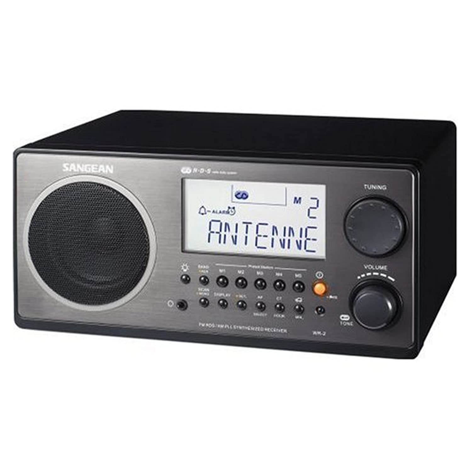 Sangean WR-2 AM / FM-RBDS Wooden Cabinet Digital Tuning Radio (Black)