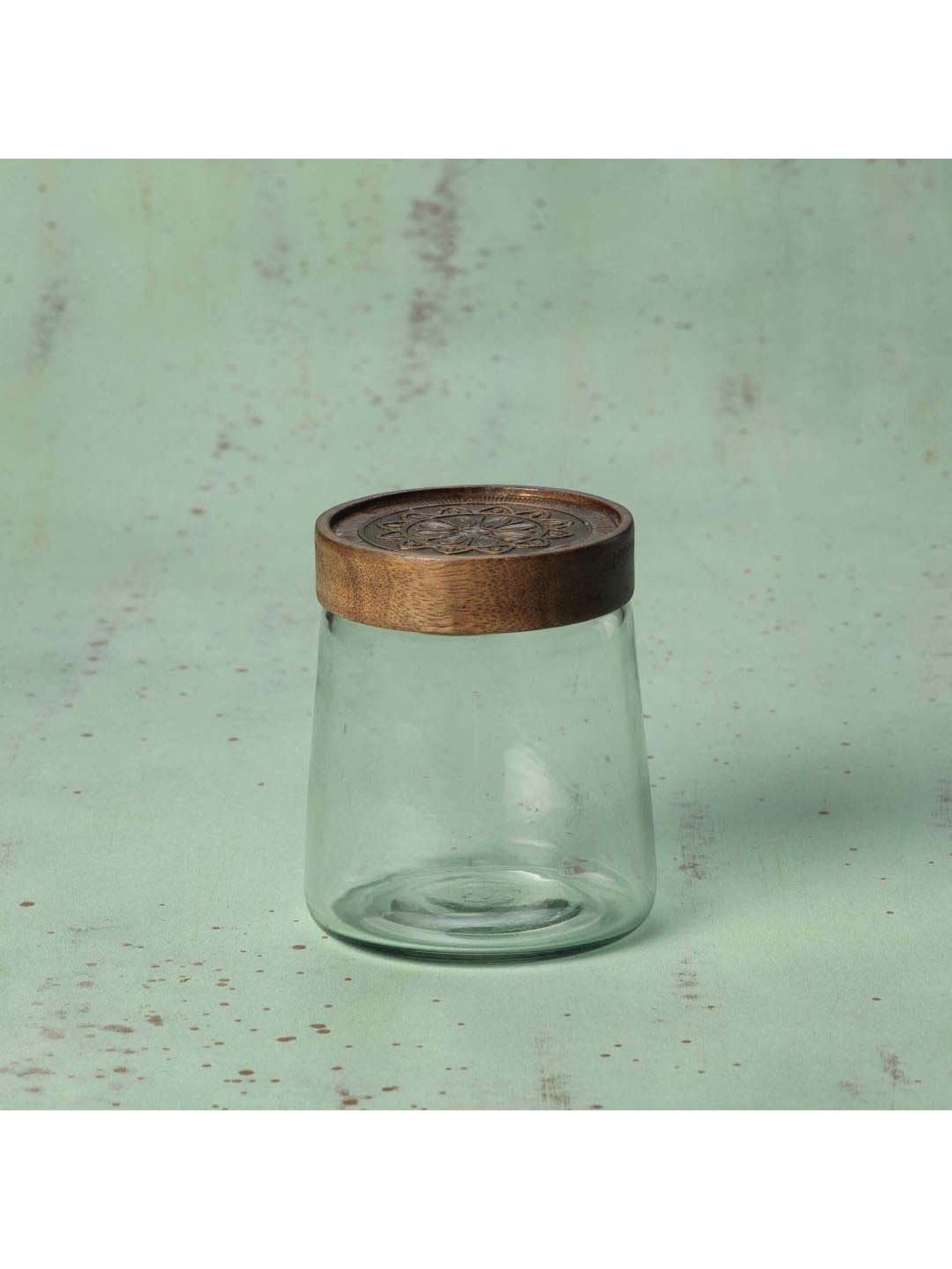 ellementry Transparent Glass Jar with Lid (500 ml) - Set of 1