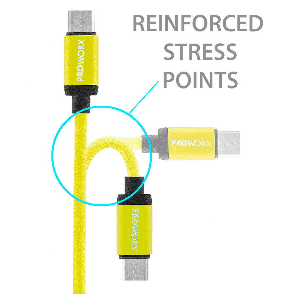 2X USB Type-C Cable 1FT Short Charging Charger Yellow For Google Pixel XL LG V20