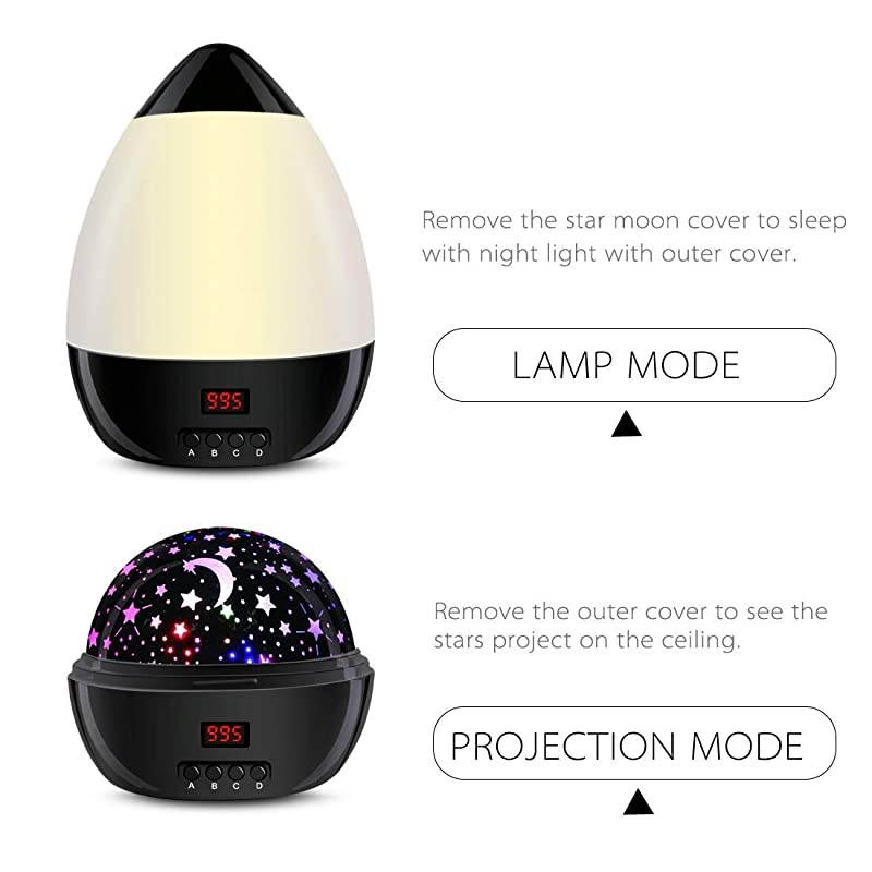 Night Lights for Kids  Colorful Constellation Star Sky Kids Night Lamp with LED Timer AutoShut Off and 360 Degree Rotation Black