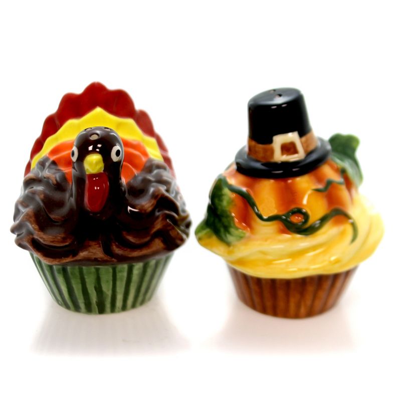 Tabletop 2.5" Pumpkin & Turkey Slt & Pepper Thanksgiving Pilgrim Cosmos Gifts Corp.  -  Salt And Pepper Shaker Sets