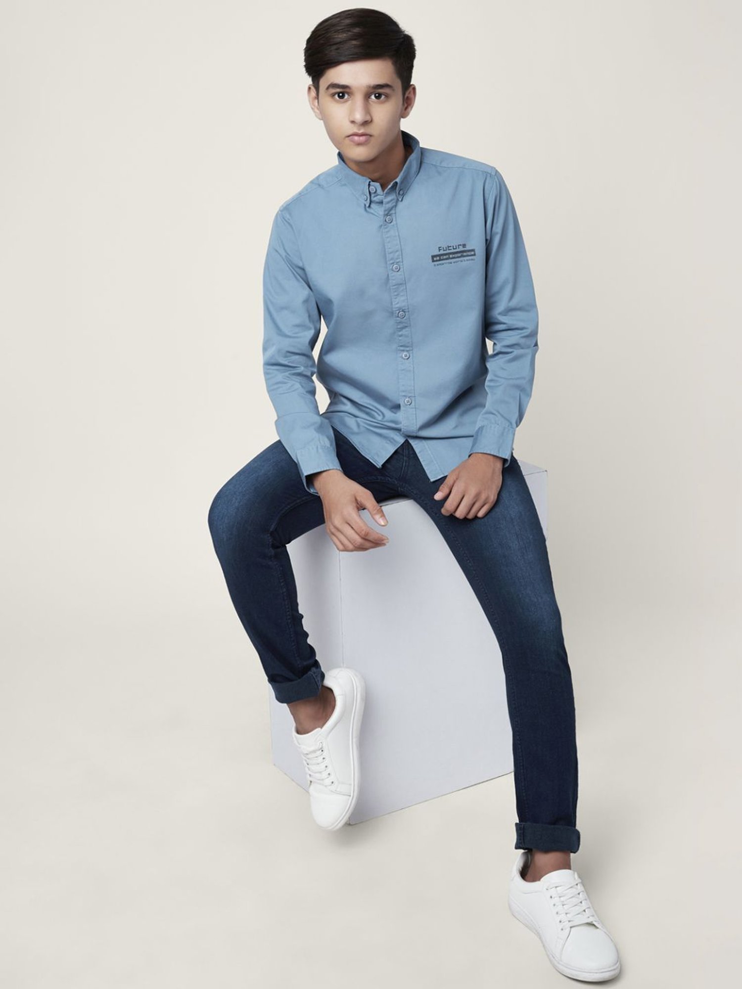 Coolsters by Pantaloons Kids Blue Cotton Printed Full Sleeves Shirt