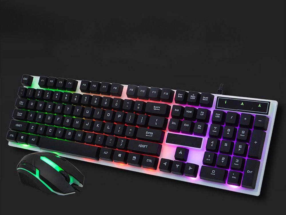2018 HOT Backlit keyboard LED Rainbow Color Backlight Adjustable Gaming Game USB Wired Keyboard Mouse Set teclado mecanico