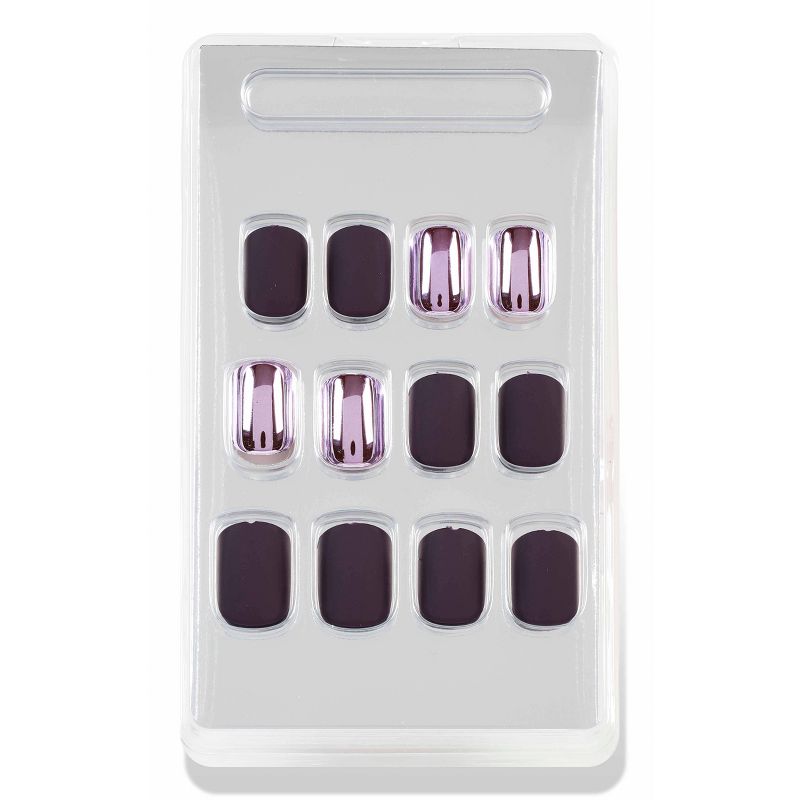 Ardell Nail Addict False Nails - Burgundy Chrome - 24ct