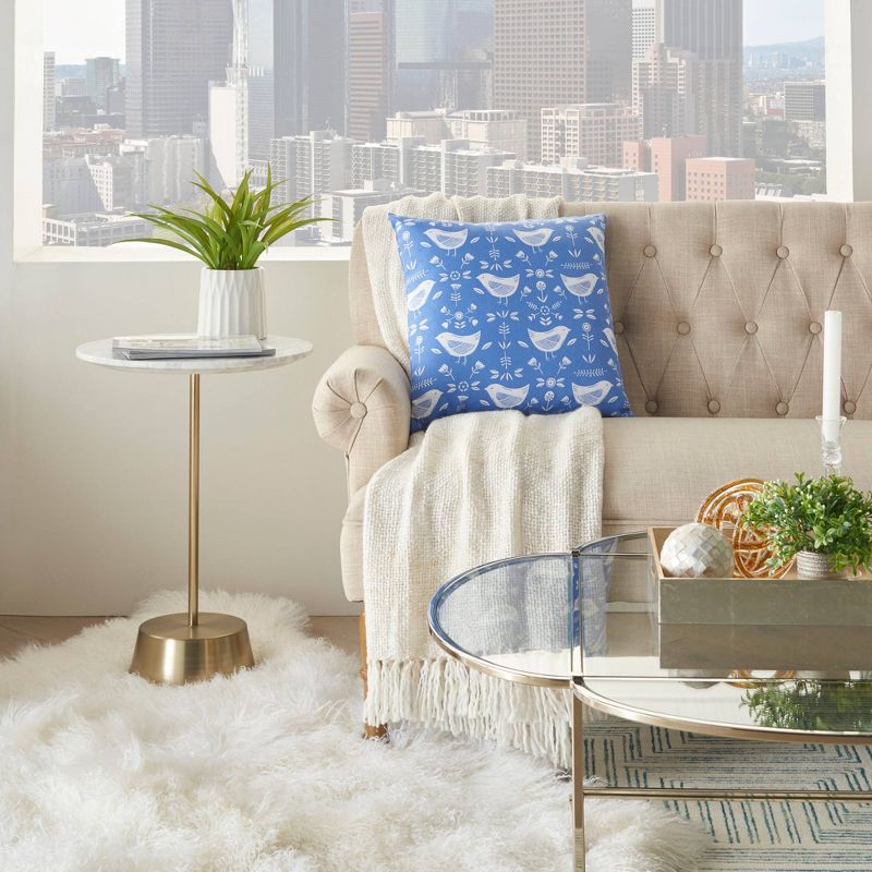 18"x18" Life Styles Bird Pattern Square Throw Pillow Blue - Mina Victory