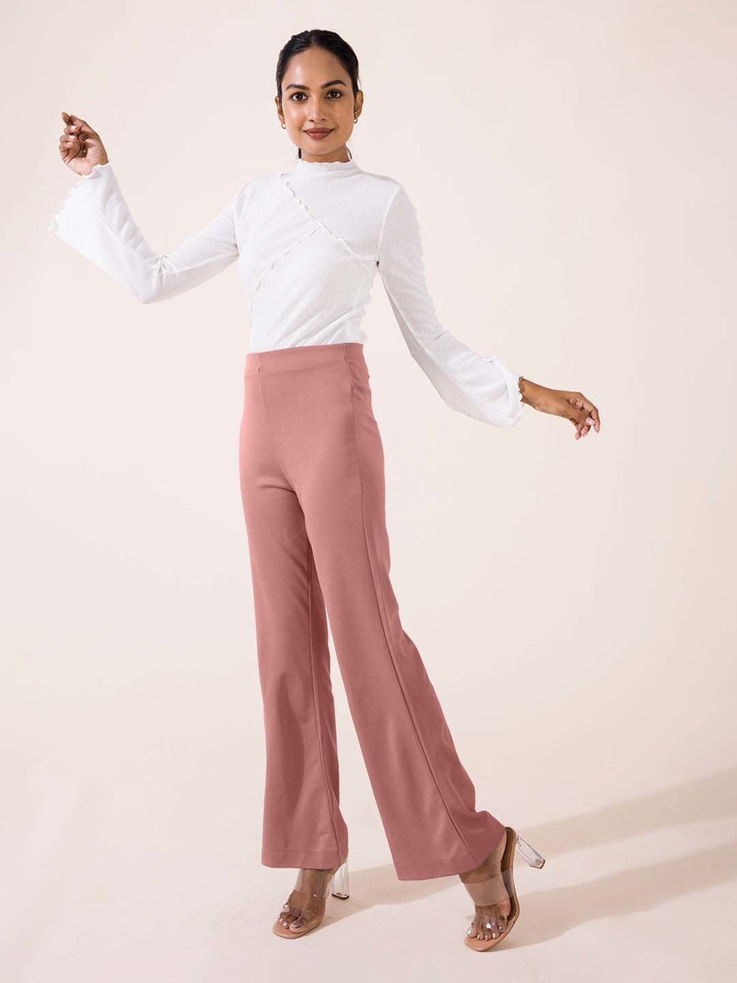 Go Colors! Pink High Rise Bootcut Trousers