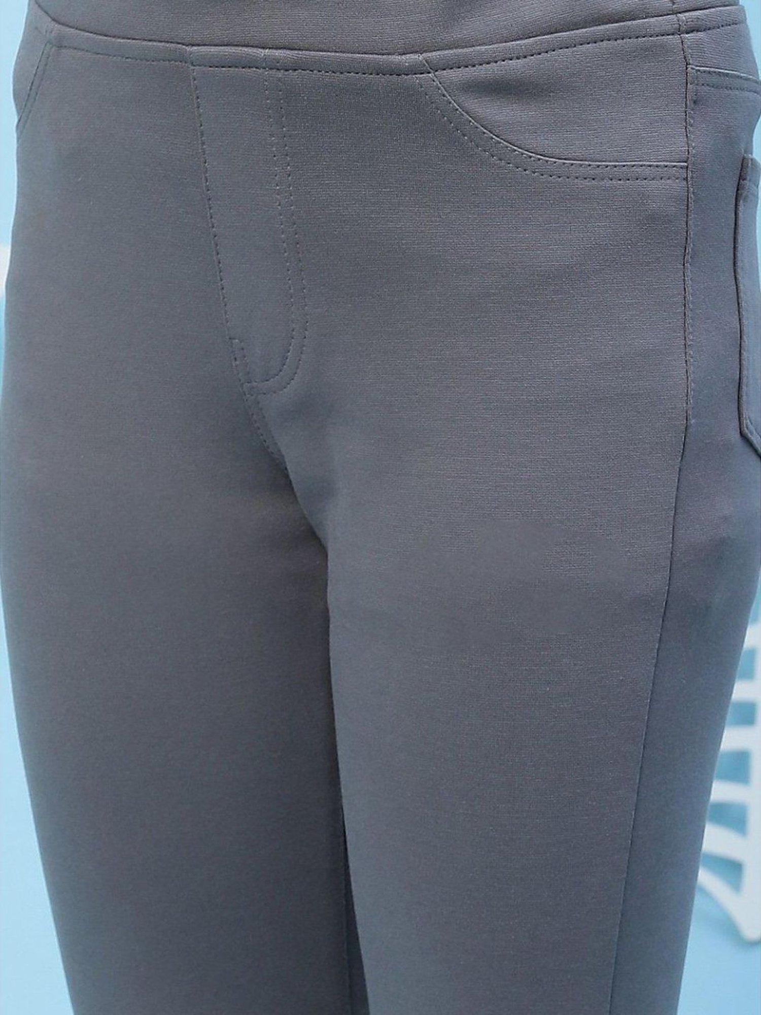 BIBA Girls Grey Regular Rise Jeggings