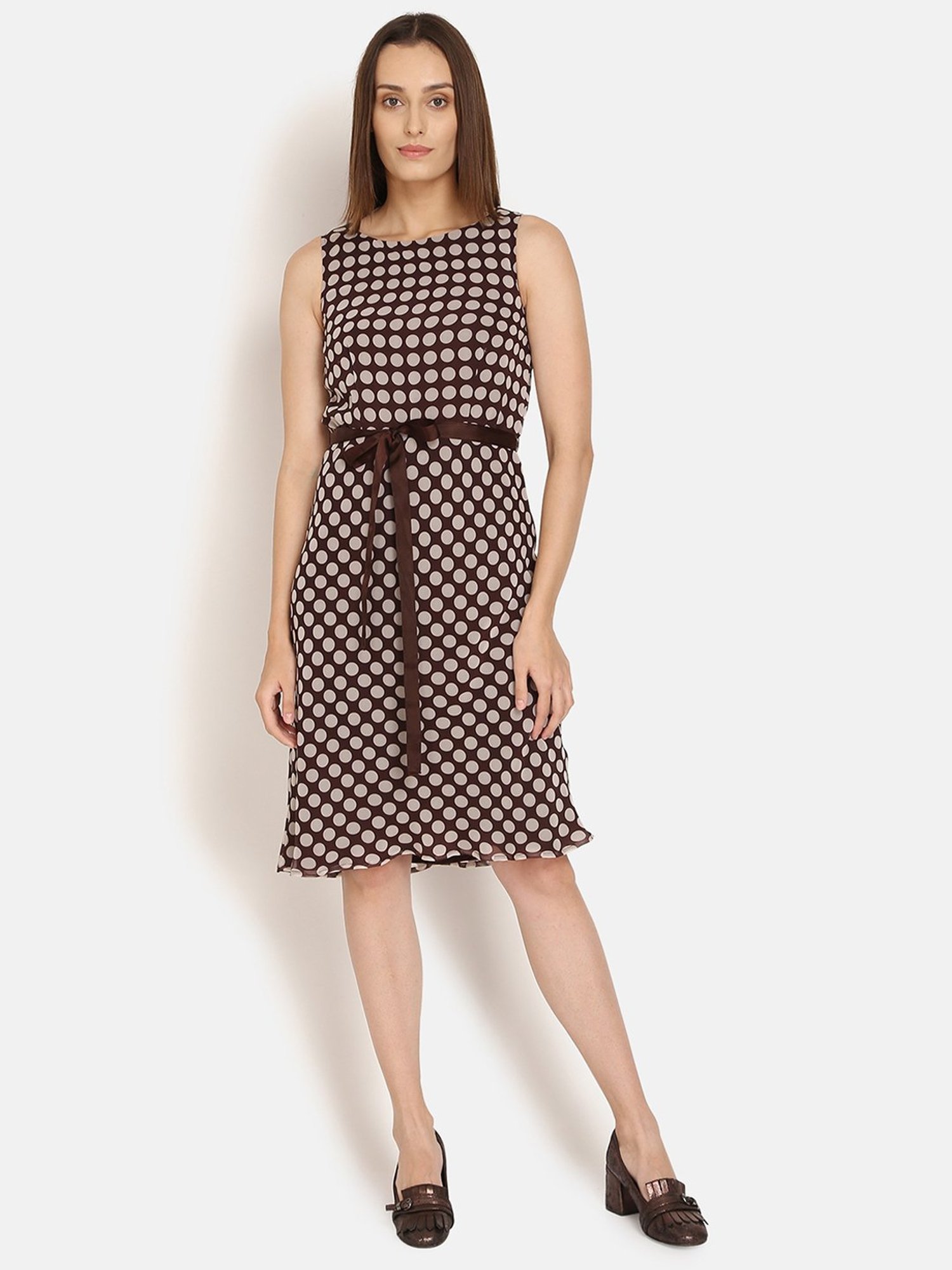 Office & You Brown Print A-Line Dress