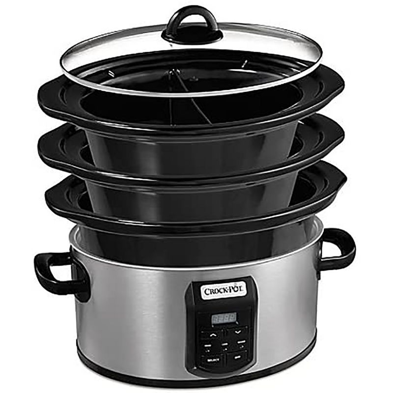 Crock-Pot SCCPVS642S Choose-A-Crock Programmable Versatile Food Slow Cooker with 3 Removable Stoneware Sizes, Stainless Steel