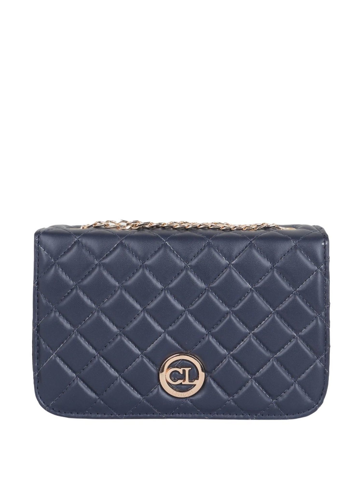 Carlton London Navy Quilted Medium Sling Handbag