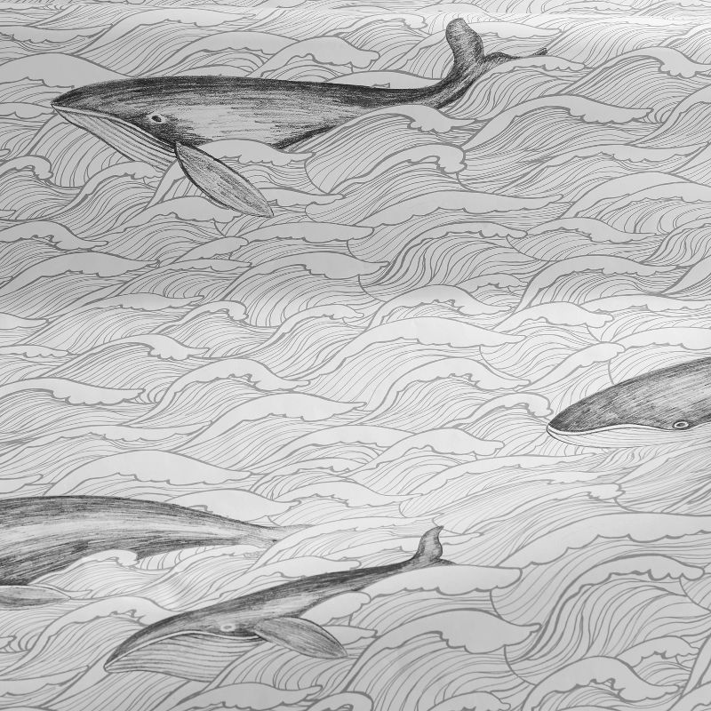 Whale Waves Shower Curtain Gray - SKL Home