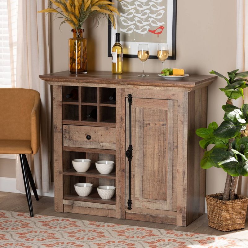 1 Door Albert Farmhouse Rustic Wood Dining Room Sideboard Buffet Oak Brown - Baxton Studio