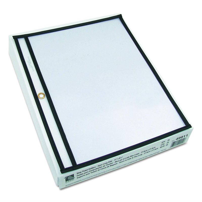 C-Line Stitched Shop Ticket Holders, Both Sides Clear, Open Long Side, 11 x 8.5 Inches, 25 per Box (49911)