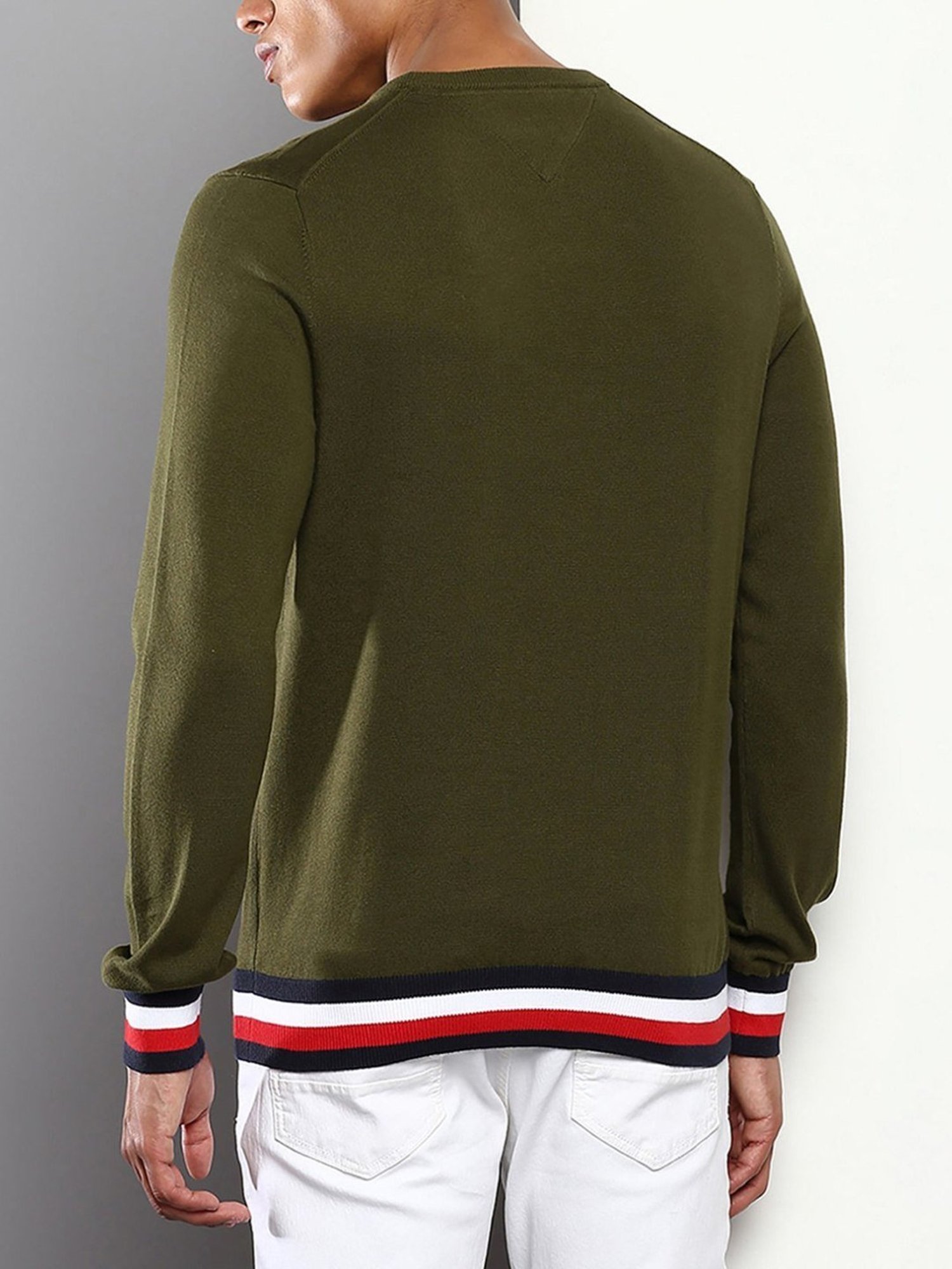 Tommy Hilfiger Green Cliffs Cotton Regular Fit Logo Printed Sweaters