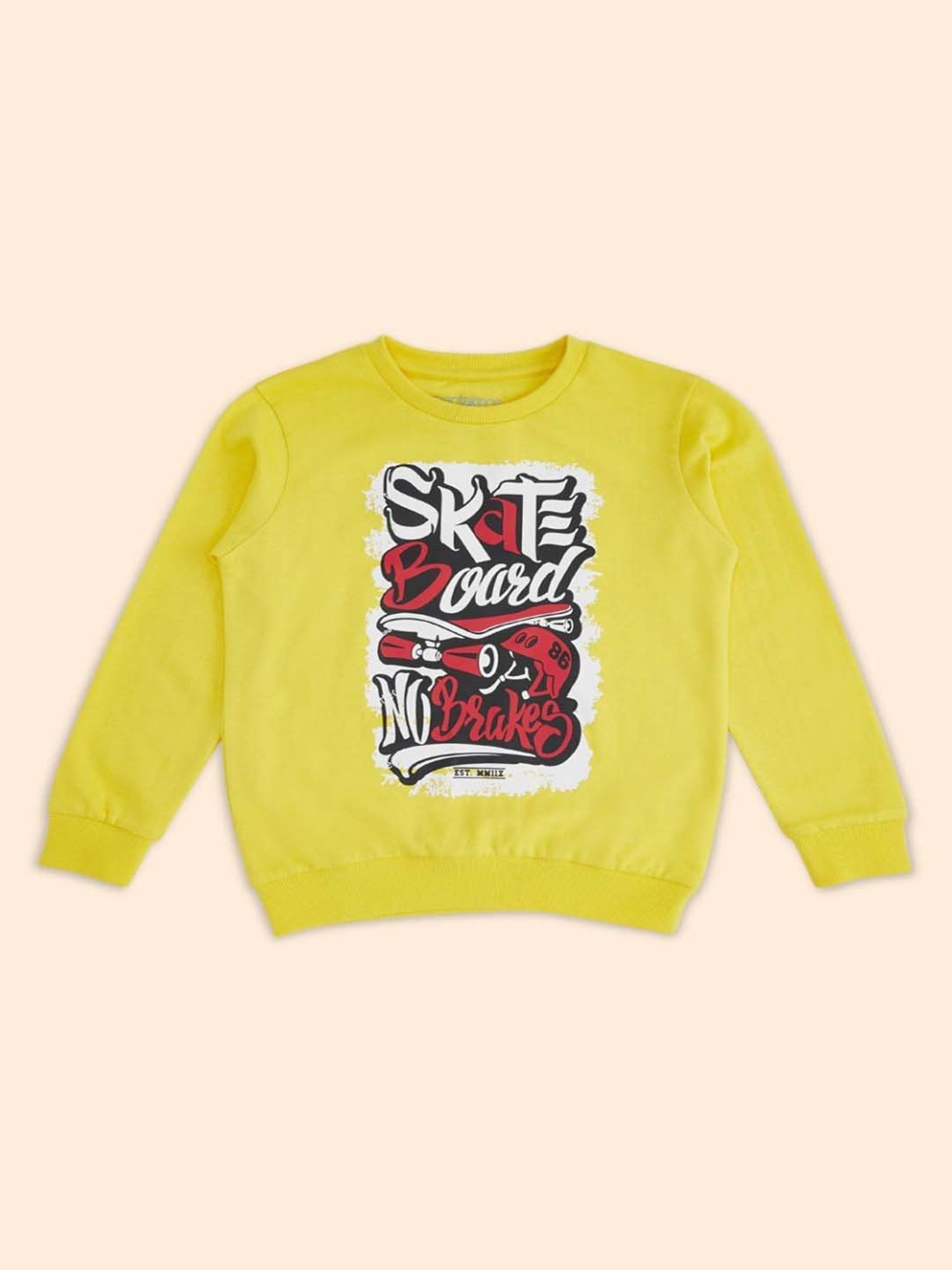 Pantaloons Baby Kids Yellow Printed Full Sleeves Sweatshirt