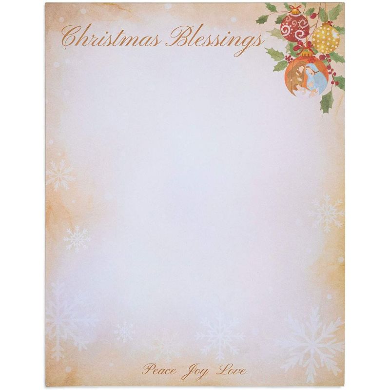 Faithful Finds 96-Pack Christmas Blessings Letterhead Stationery Printer Paper (8.5 x 11 In)