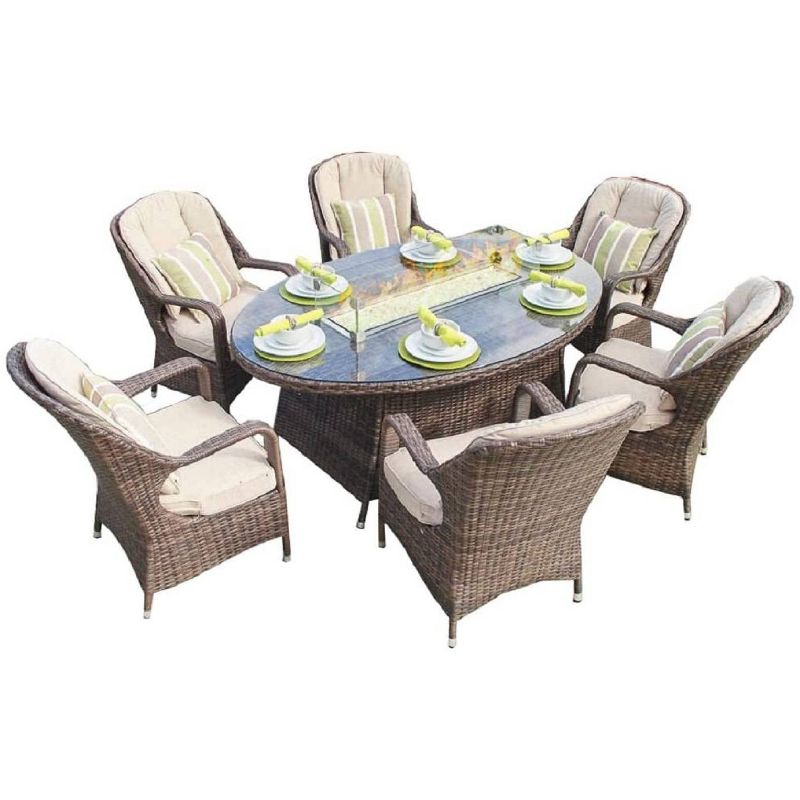 7pc Classic Outdoor Patio Dining Set Gray Wash - Saracina Home