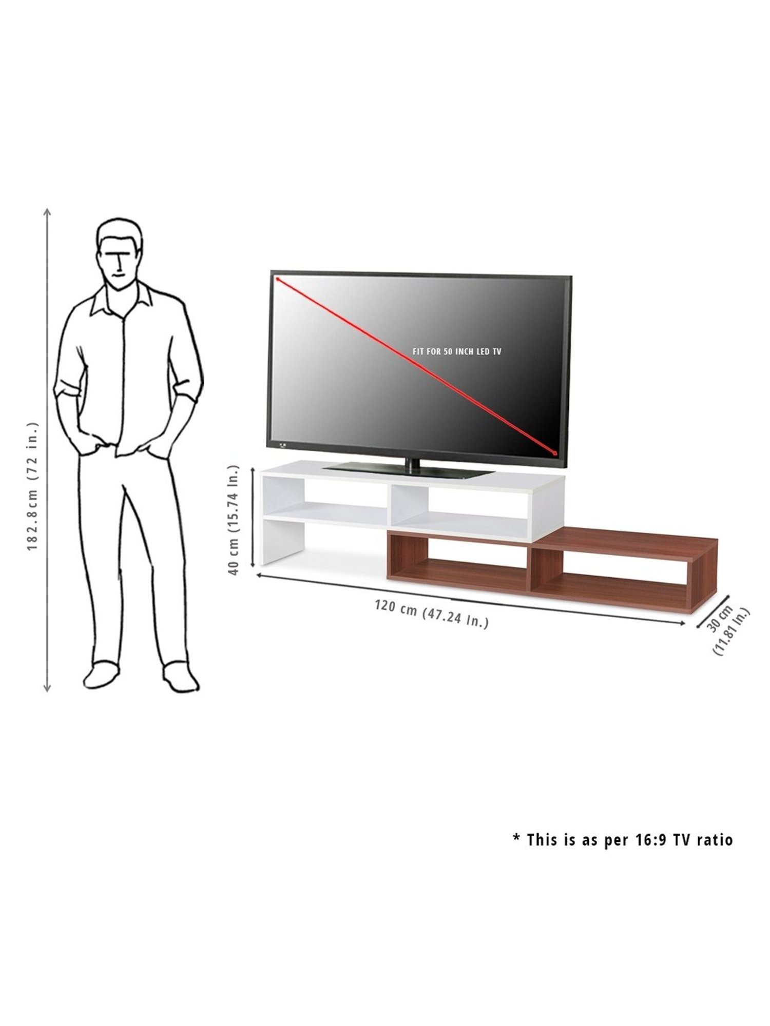 Delite Kom Flex Flowery Wenge & Acacia Dark Engineered Wood TV Entertainment Unit