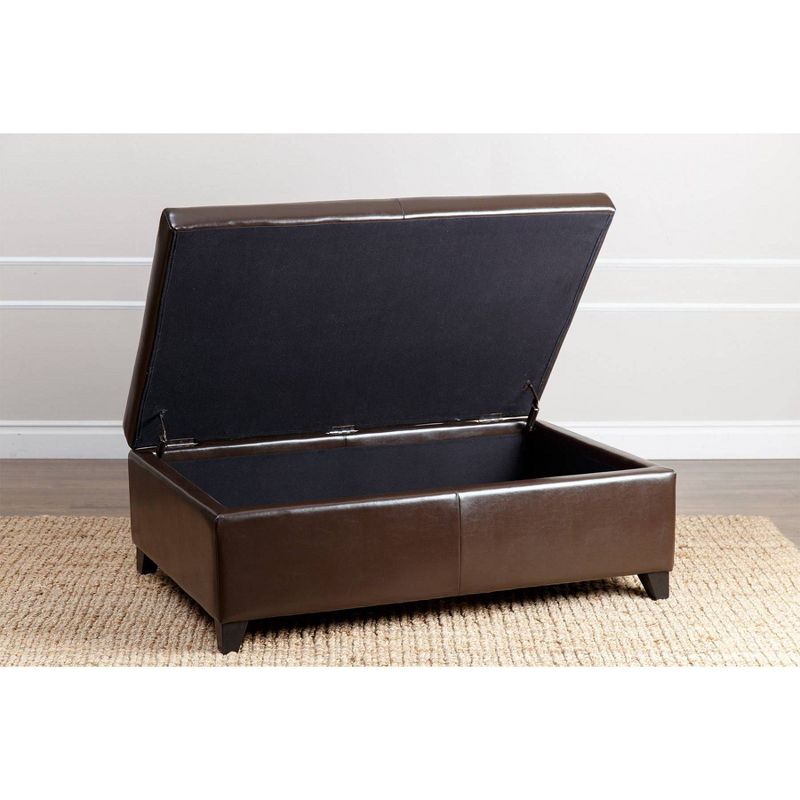 Dylan Bonded Leather Flip-Top Storage Ottoman Brown - Abbyson Living