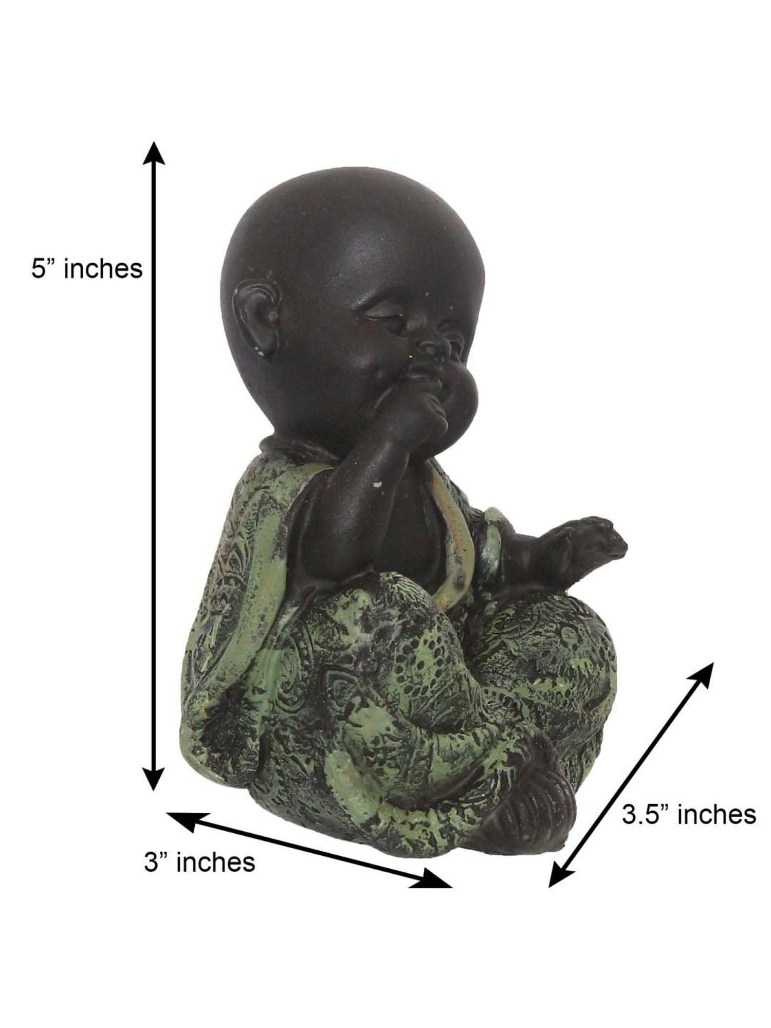 eCraftIndia Decorative Smiling Monk Buddha - Green