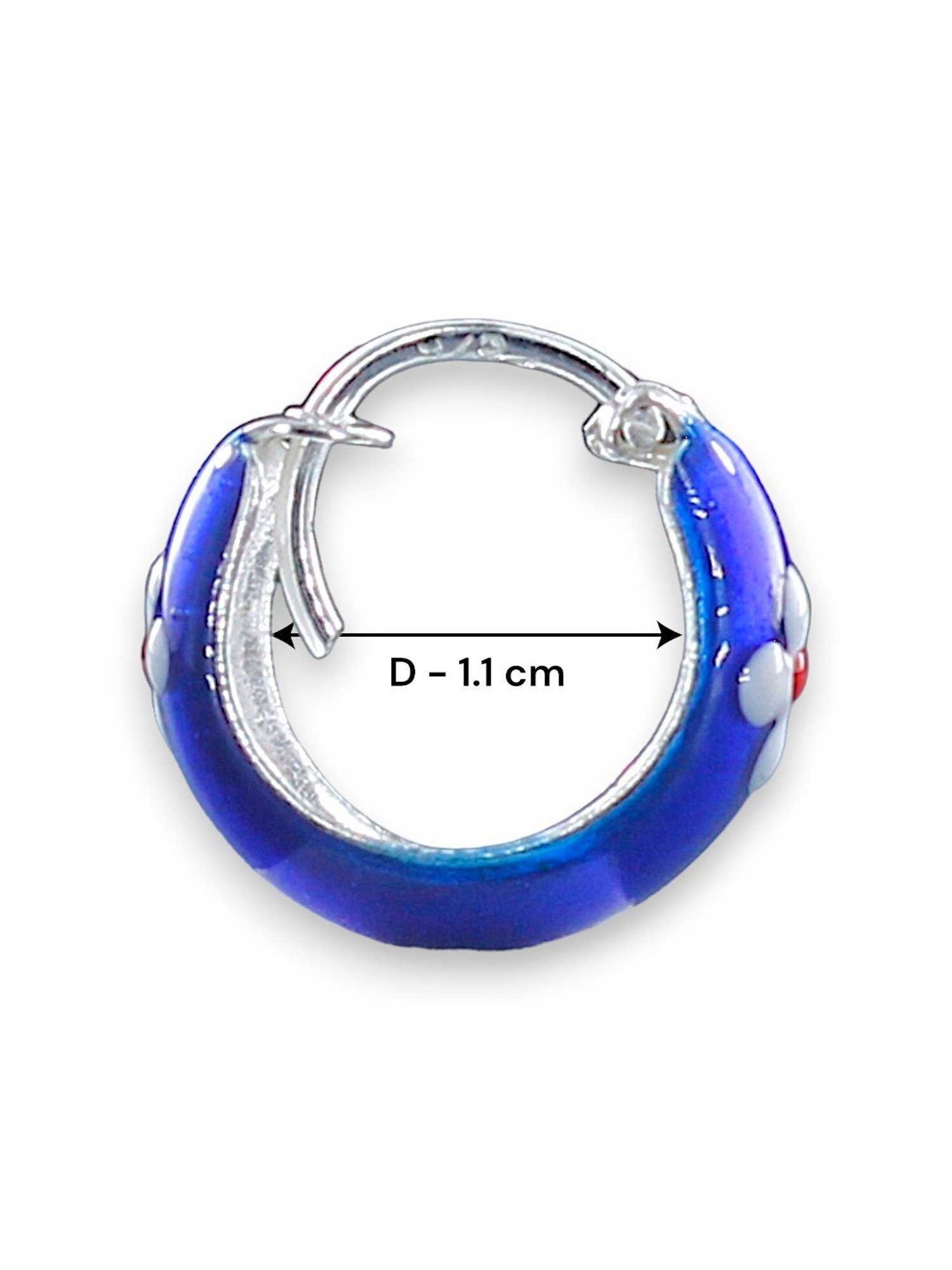 Taraash 92.5 Sterling Silver Enamelled Blue Hoop Earrings for Kids Girls
