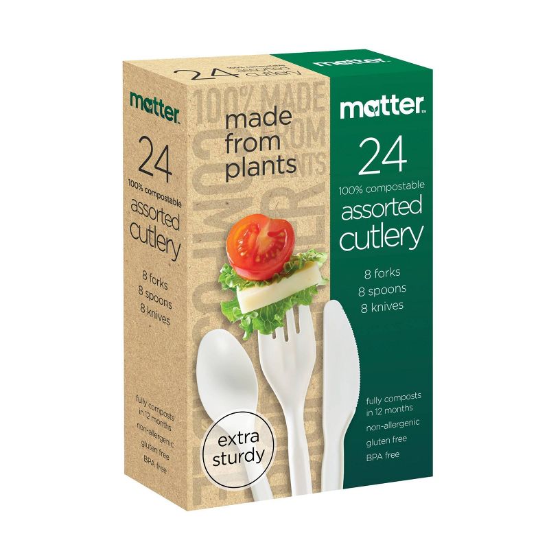 Matter 100% Compostable Forks, Spoons & Knives - 24ct