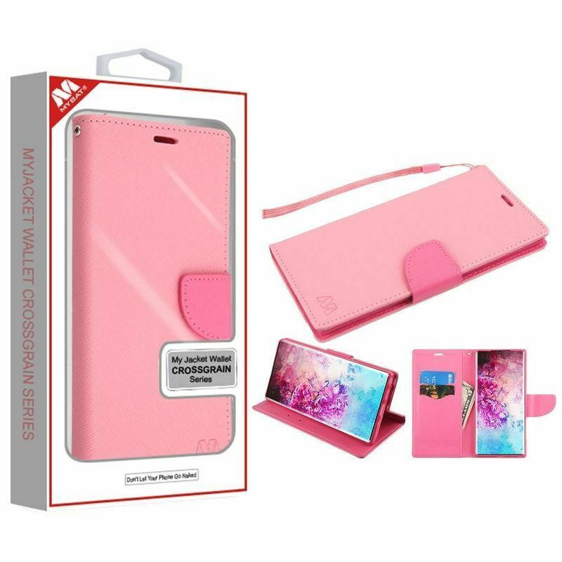 For  Galaxy Note 10 Plus Pink Liner MyJacket Leather Case Cover w/stand