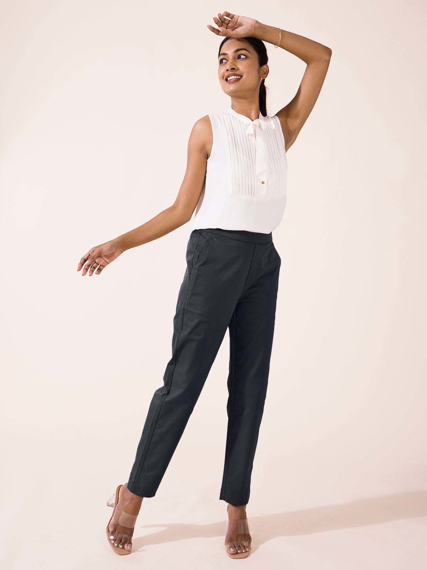 Go Colors! Grey Mid Rise Formal Trousers