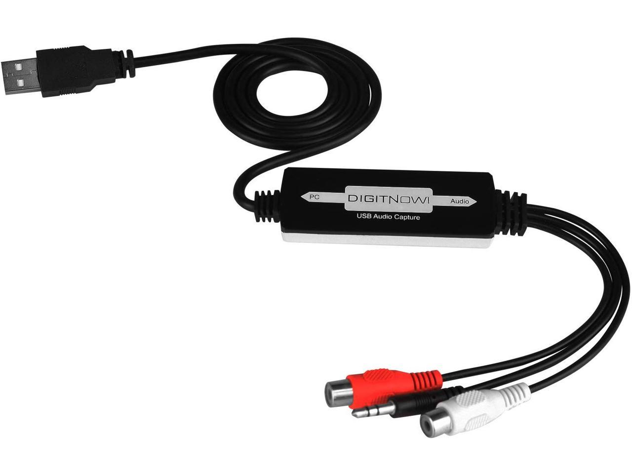 DIGITNOW USB Audio Capture Card Grabber for Vinyl Cassette Tapes to Digital MP3 Converter, Support Mac & Windows 10/8.1/8 / 7 / Vista/XP