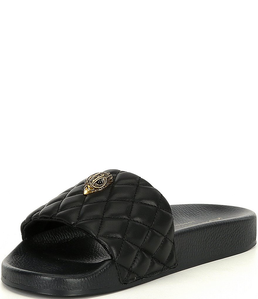 Kurt Geiger London Meena Eagle Head Ornament Quilted Pool Slides