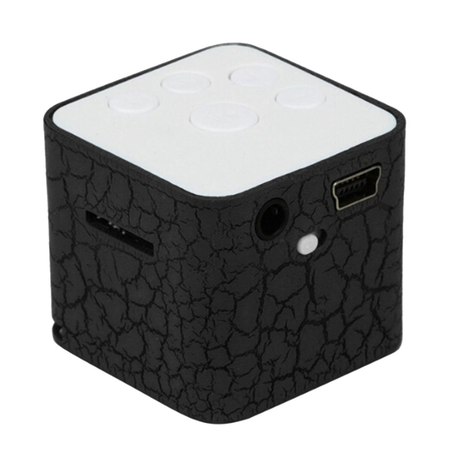 2 Pcs External Sound 120Mah Mini USB 4H MP3 Player 32X30X30mm Colorful Light 3.5mm Mp3 Music Player Support TF SD Card with Speakers, Black & Blue