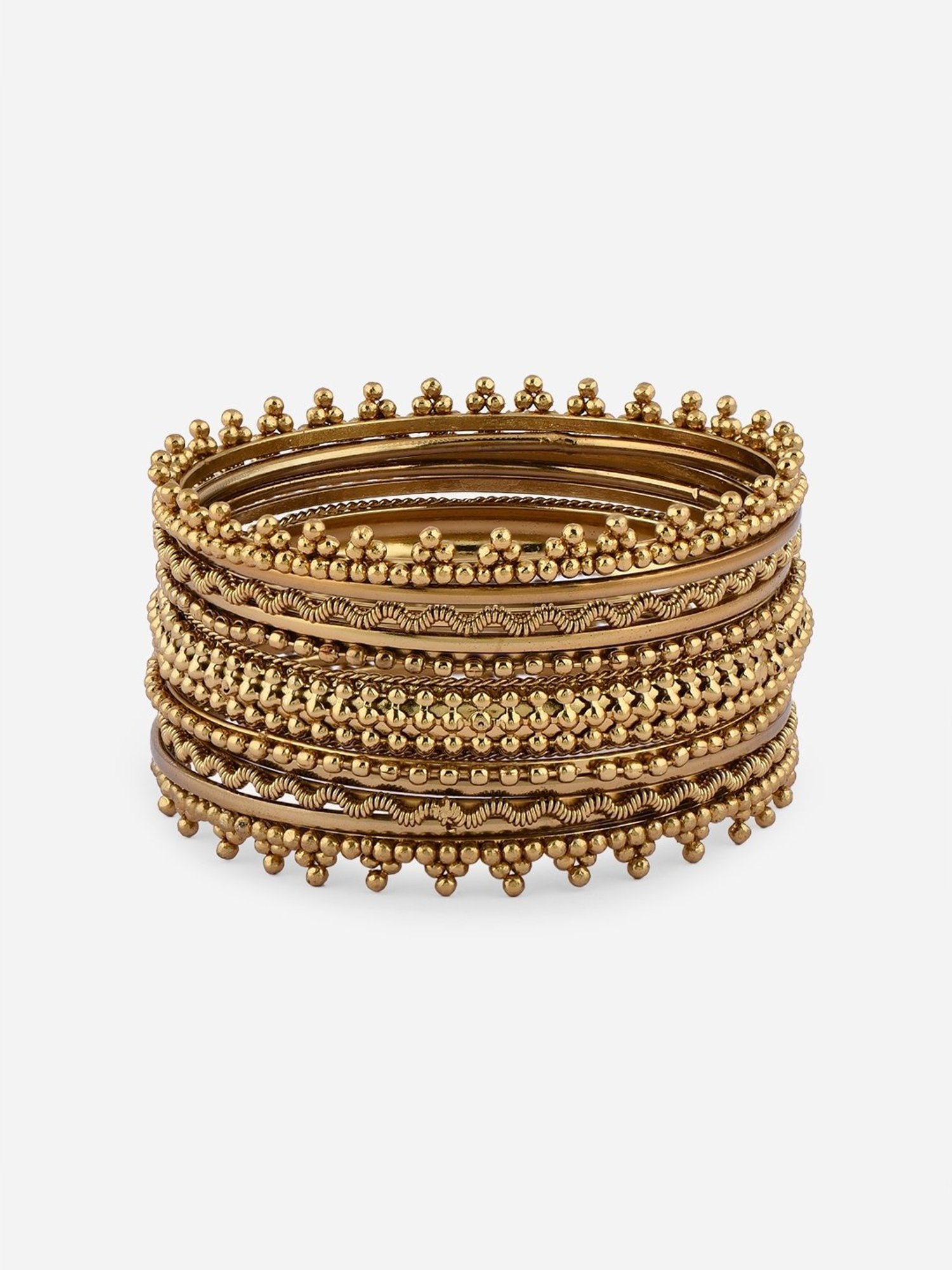 ToniQ Gold-Plated Pichodi Bangles for Women - Set of 11