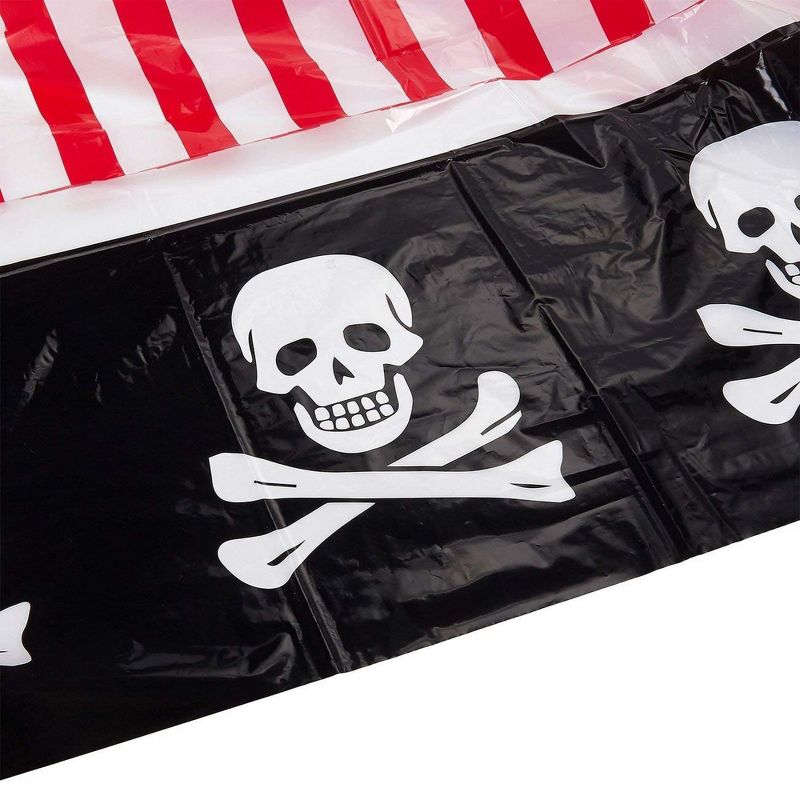 Juvale 6 Pack Pirate Skulls Disposable Plastic Tablecloths Table Cover Kids Party Supplies 54"x108"