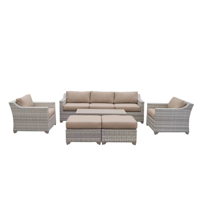3pc Outdoor Wicker Conversation Set with Sofa Chairs & Table - Crestlive Products
