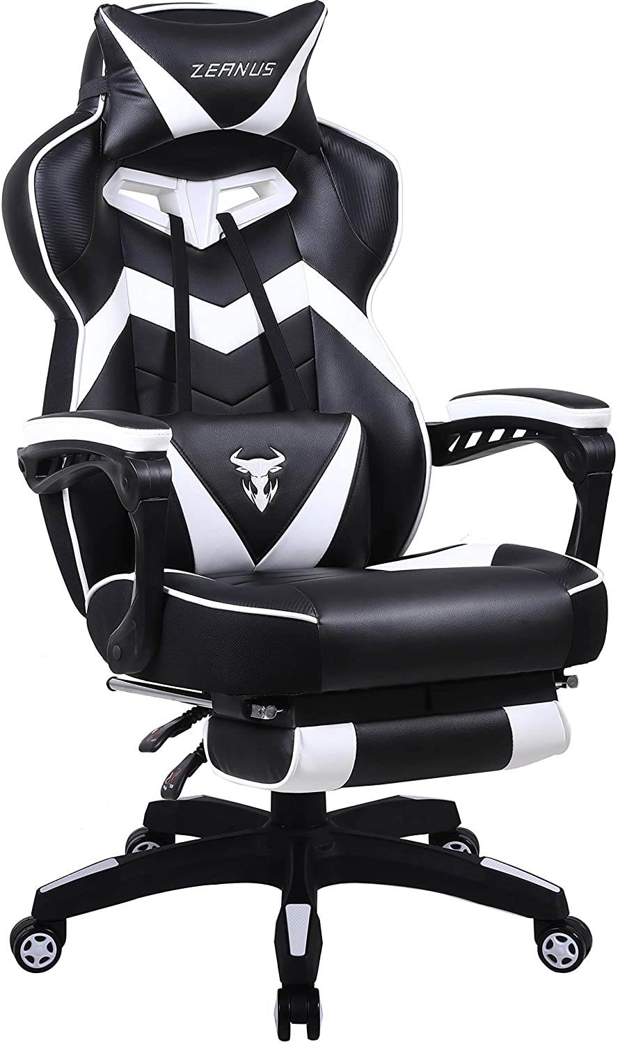 Zeanus Gaming Chair for Adults Green, Gaming Chair with Footrest, Massage Computer Gaming Chair, Reclining Gaming Desk Chair, Big and Tall Video Gaming Chair, Racing Style Chair, E-Sports Gamer Chair