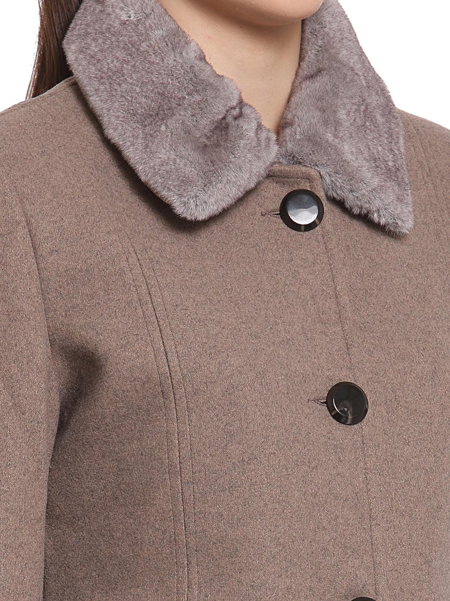 Juelle Light Brown Full Sleeves Coat