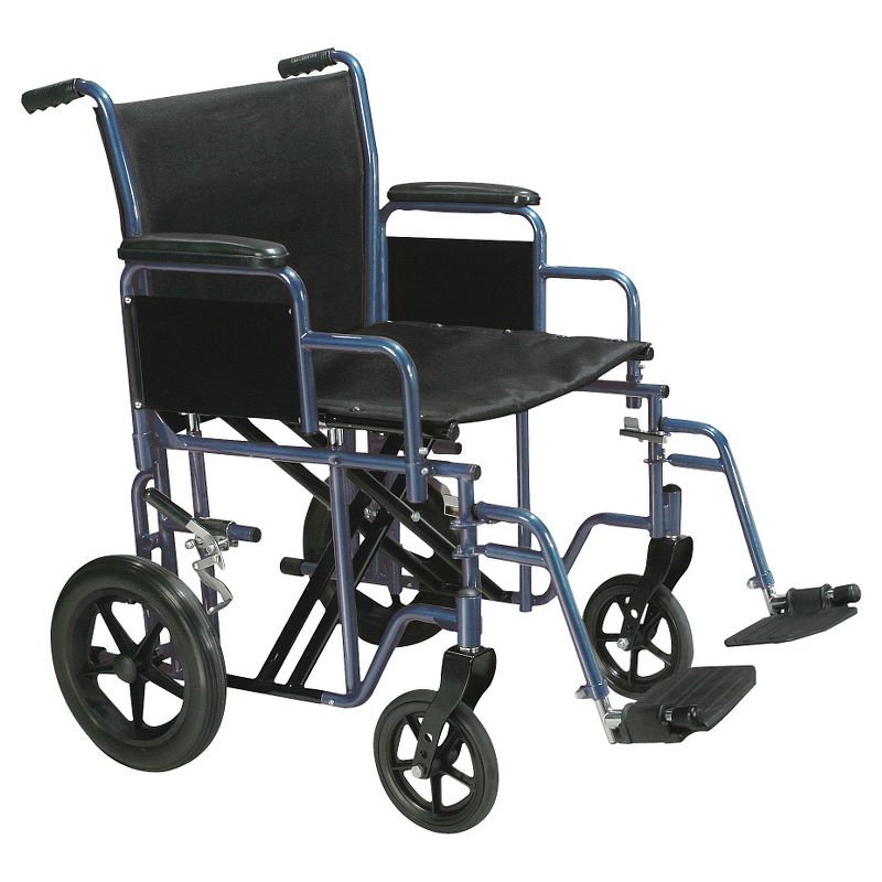 Drive Medical Bariatric Heavy Duty Transport Wheelchair with Swing Away Footrest, 22" Seat, Blue