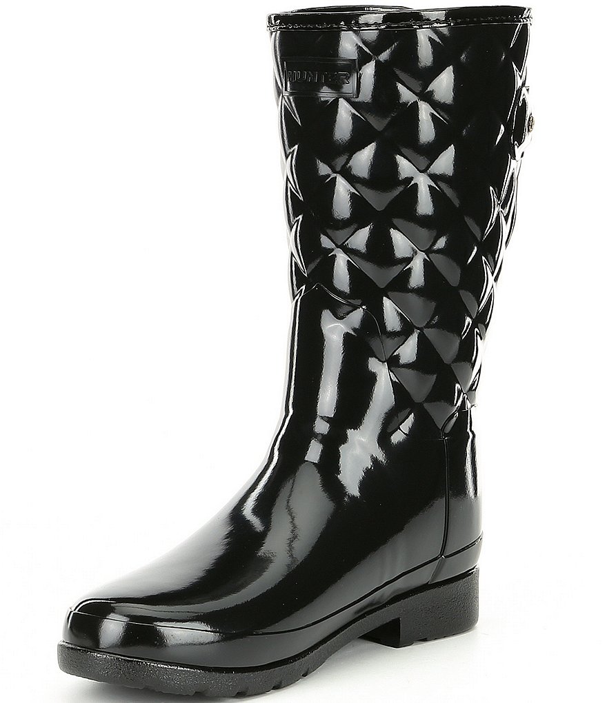 Hunter Refined Gloss Quilted Short Waterproof Boots