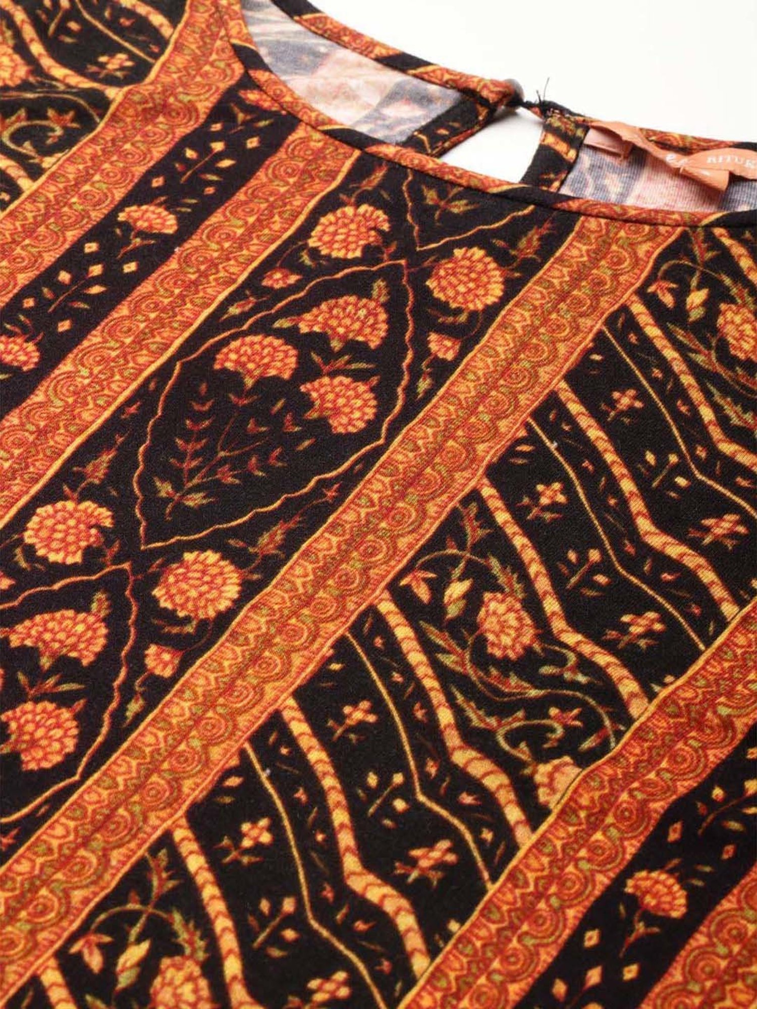 AARKE RITU KUMAR Black & Orange Printed Top