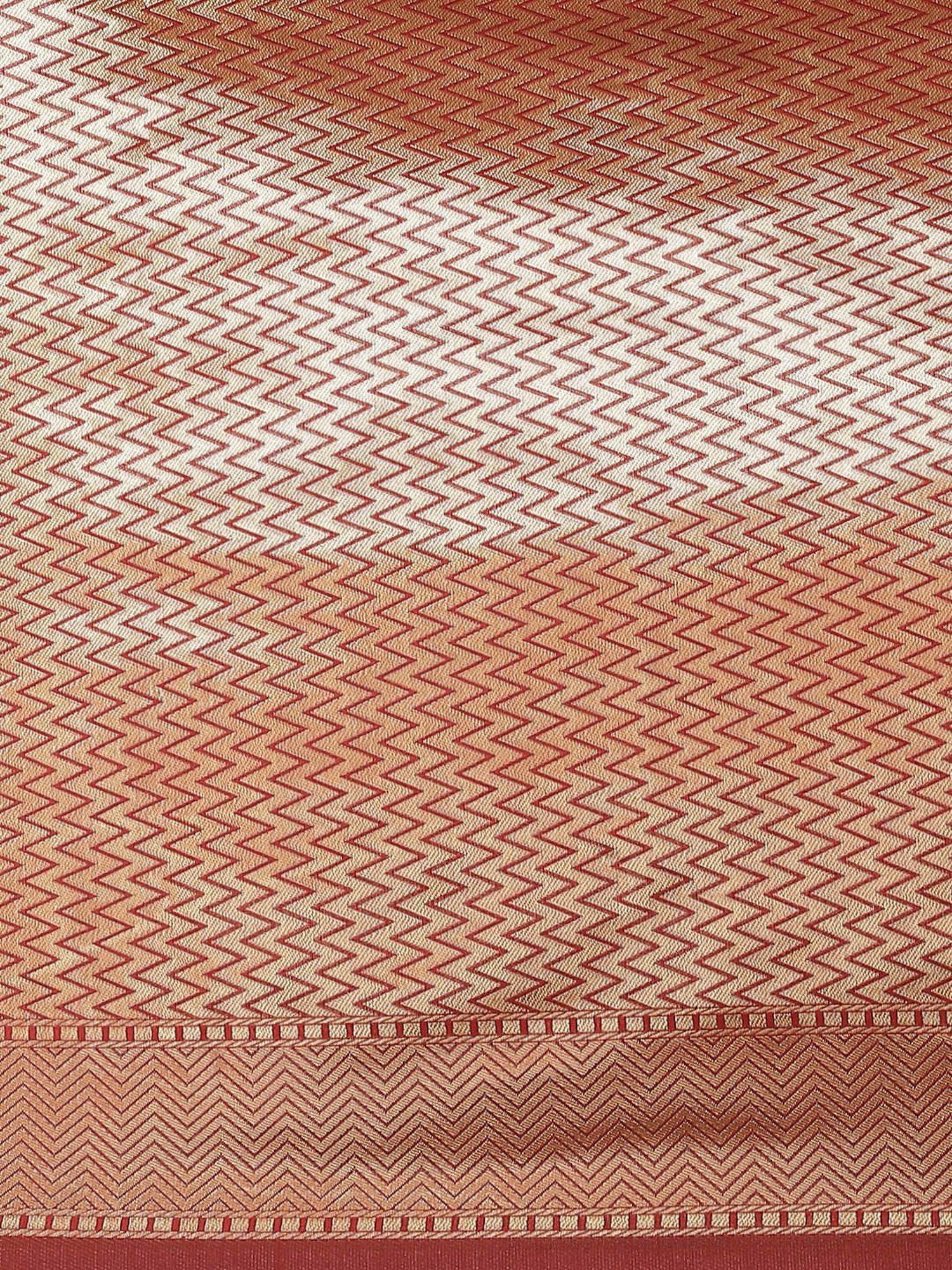 KSUT Brown & Maroon Silk Woven Saree With Unstitched Blouse