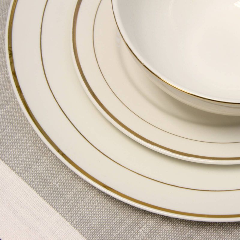 Gibson Home 16pc Stoneware Palladine Gold Banded Dinnerware Set