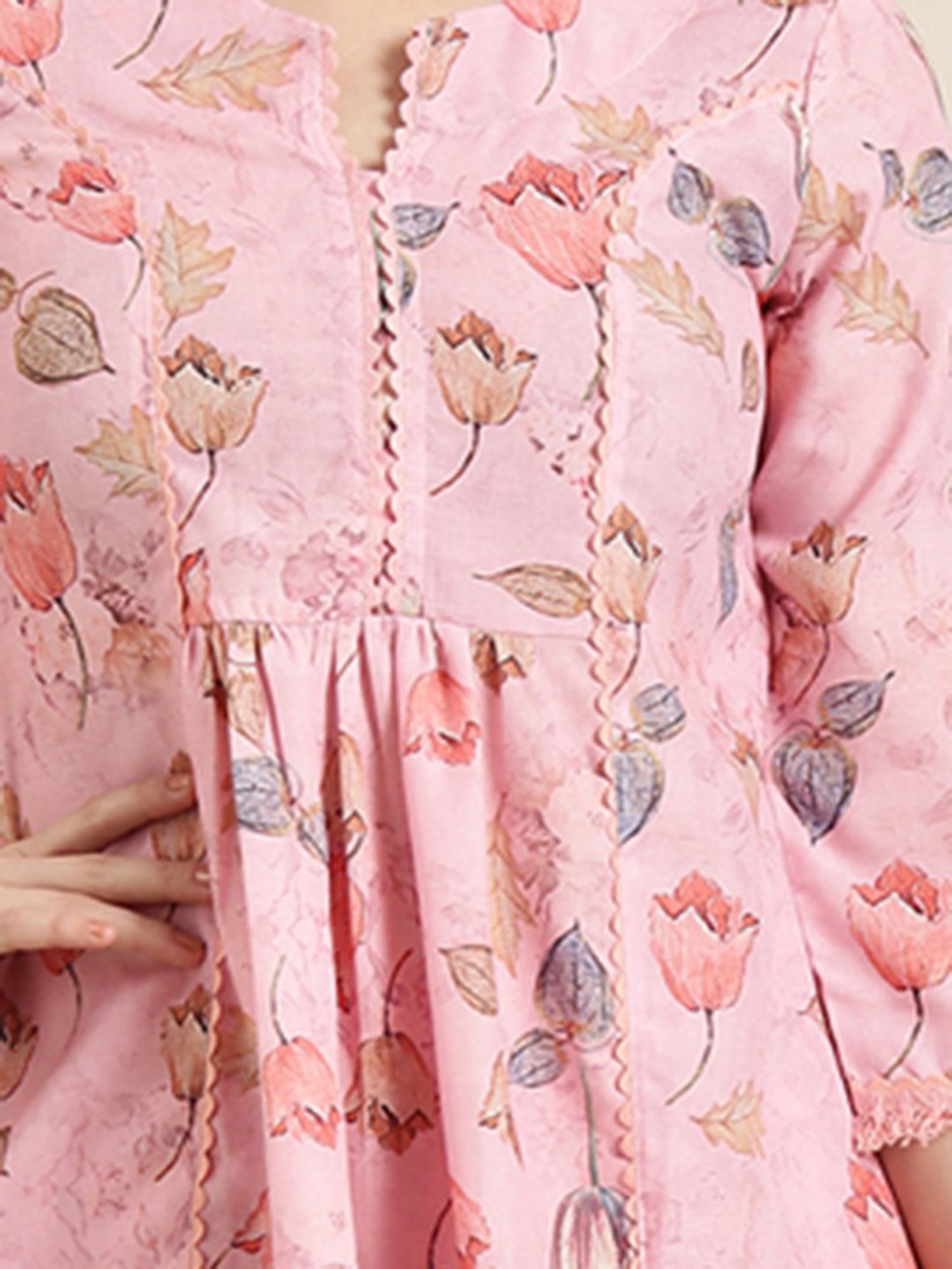 SHOWOFF Pink Cotton Blend Floral Print Co-Ord Set