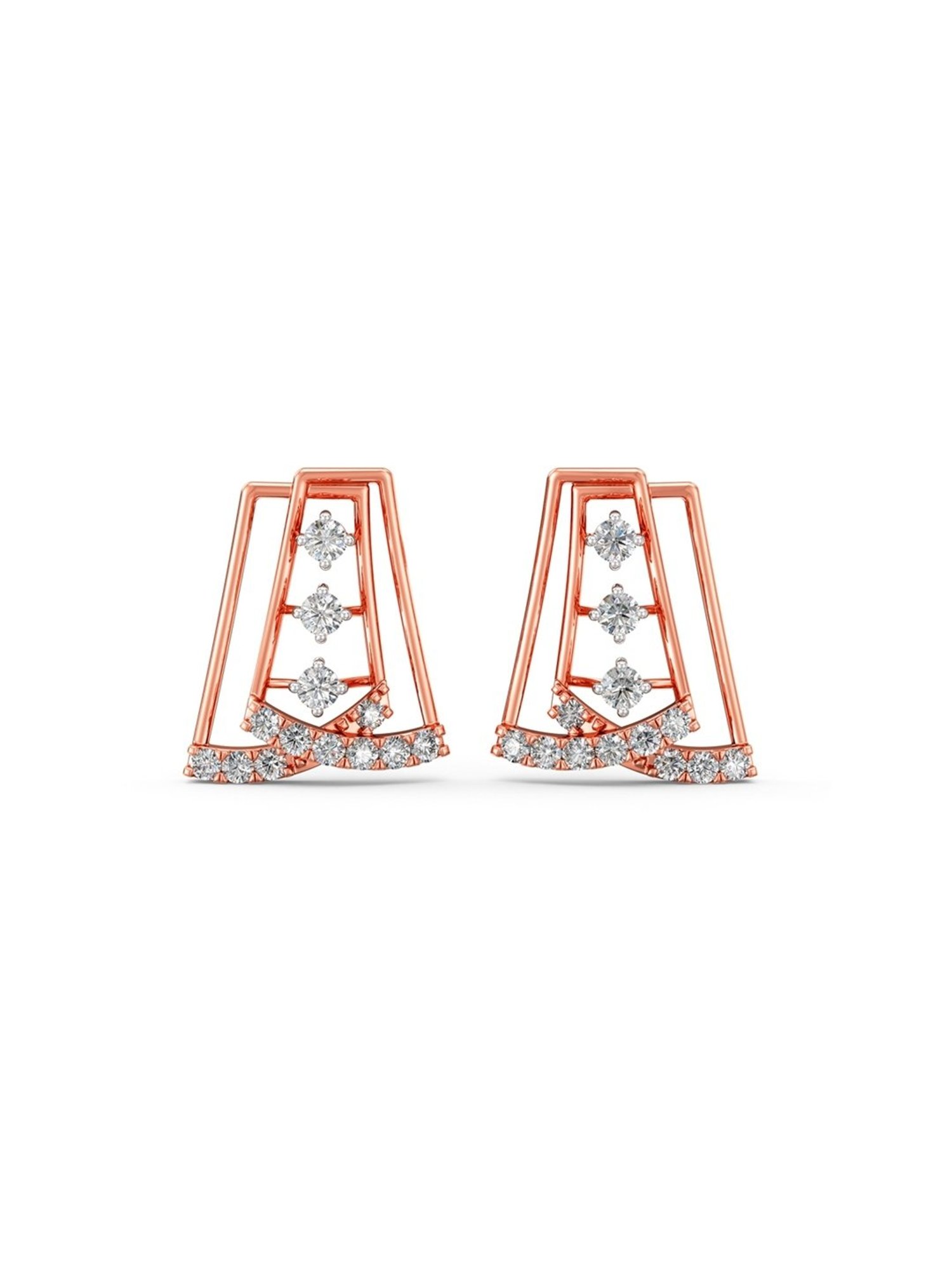 Joyalukkas 18k Gold Shimmered Diamond Stud Earrings