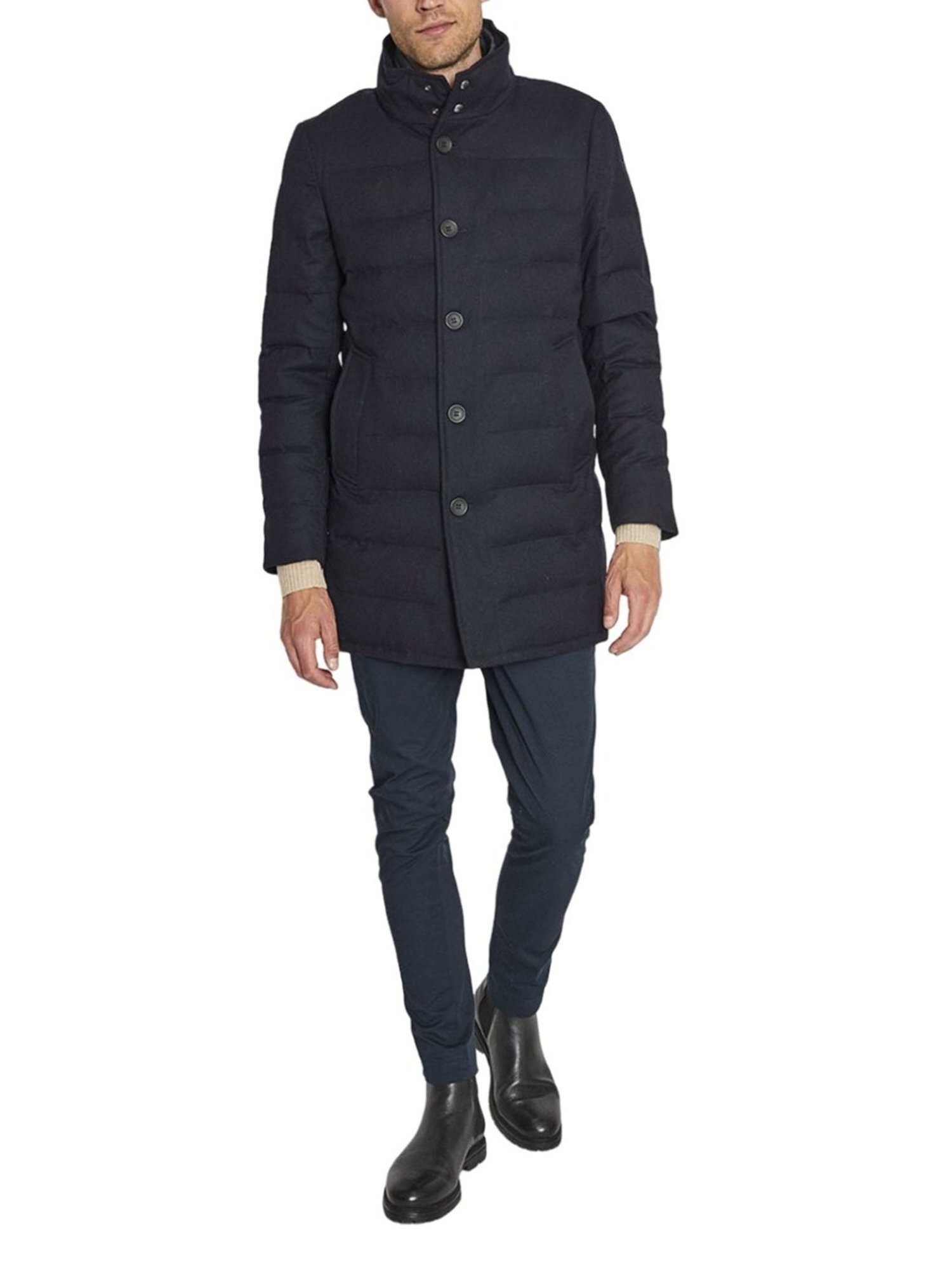 Bruun & Stengade Navy Blue Regular Fit Quilted Coats