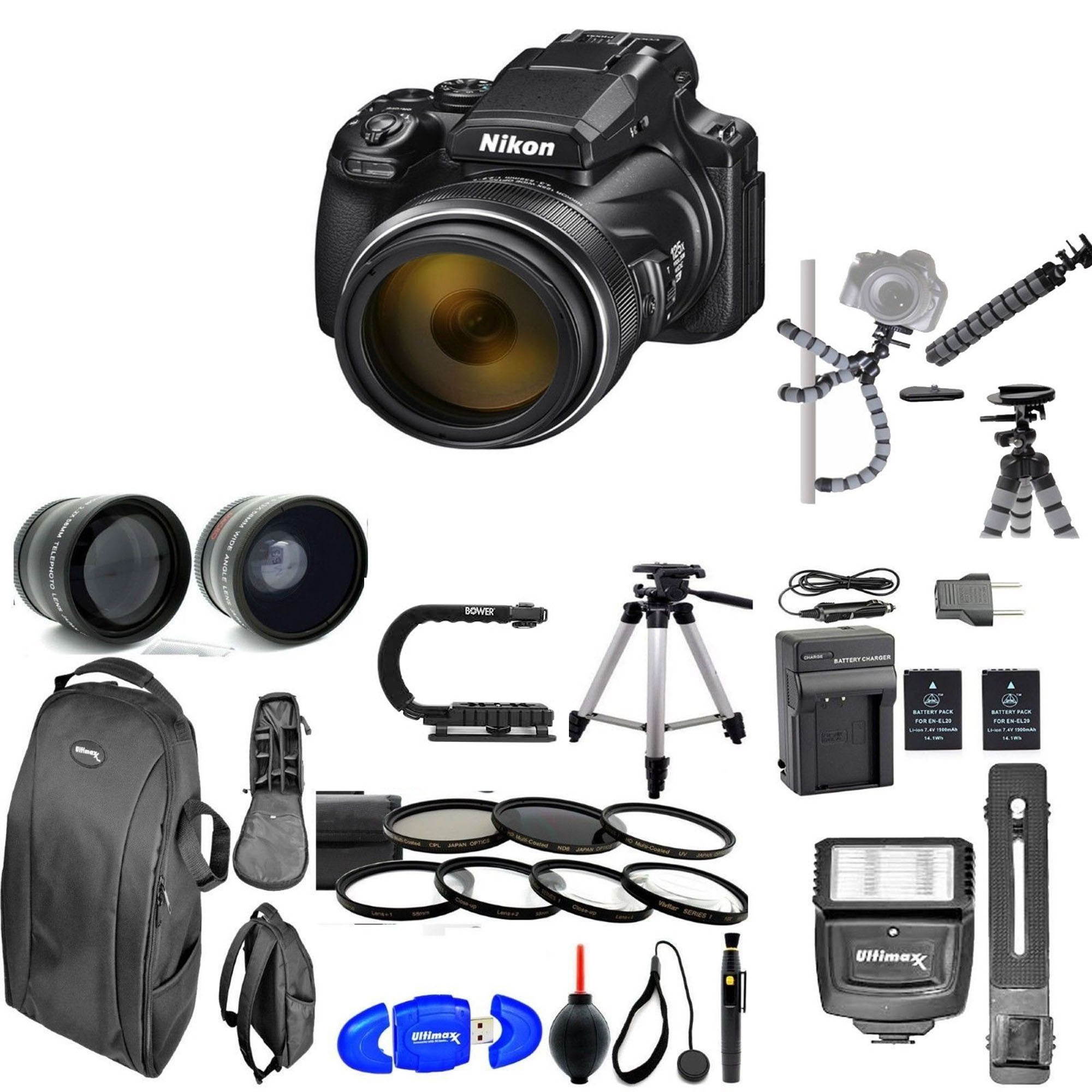 Nikon Coolpix P1000 16MP 125x Super-Zoom Digital Camera + Lens Complete 77mm HD 8K Accessory kit | Flash | Lenses | Backpack & More