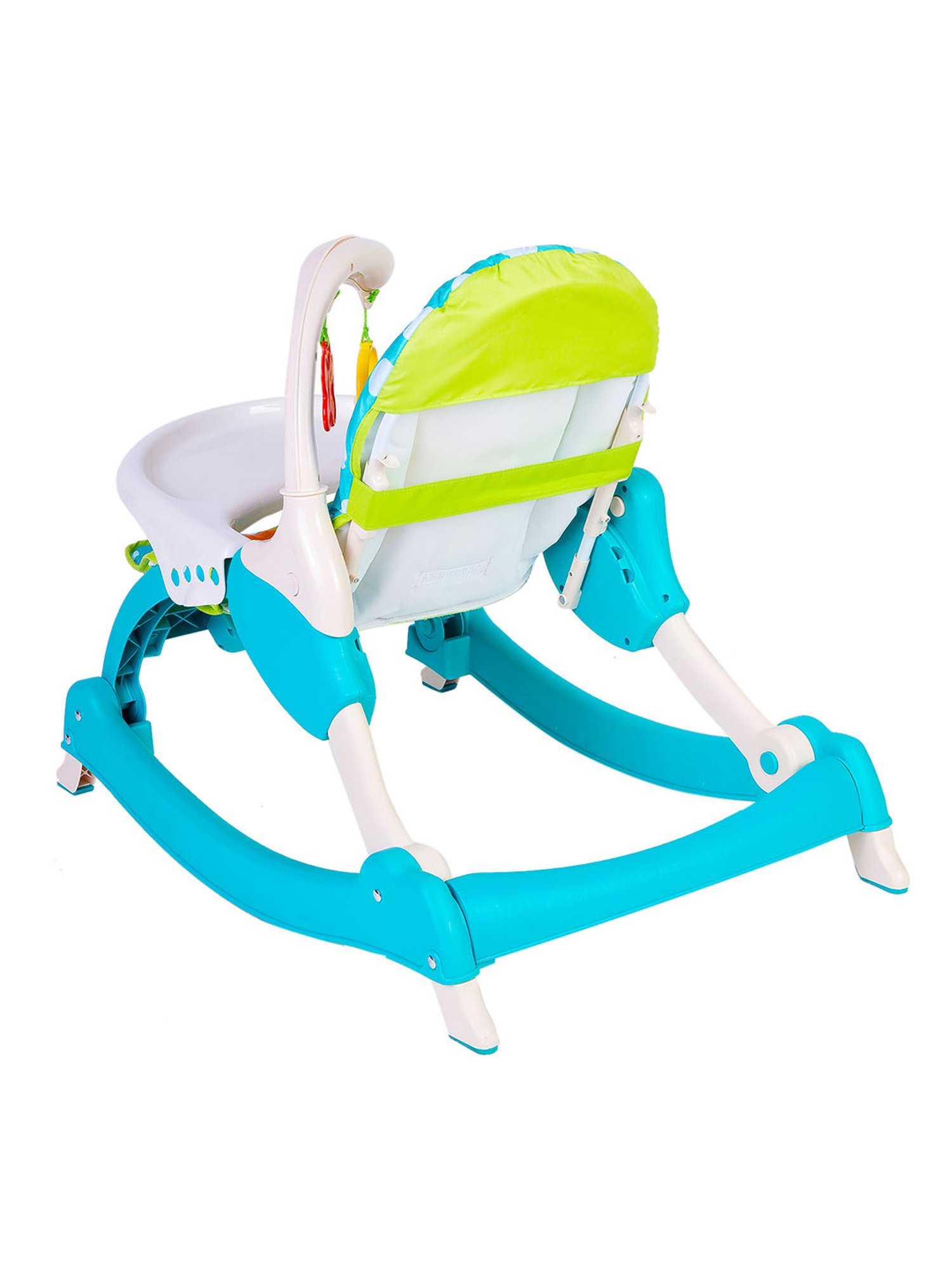 Baby Moo Blue Polka Dot 2 In 1 Rocker Cum Feeding Chair (20 Kg)