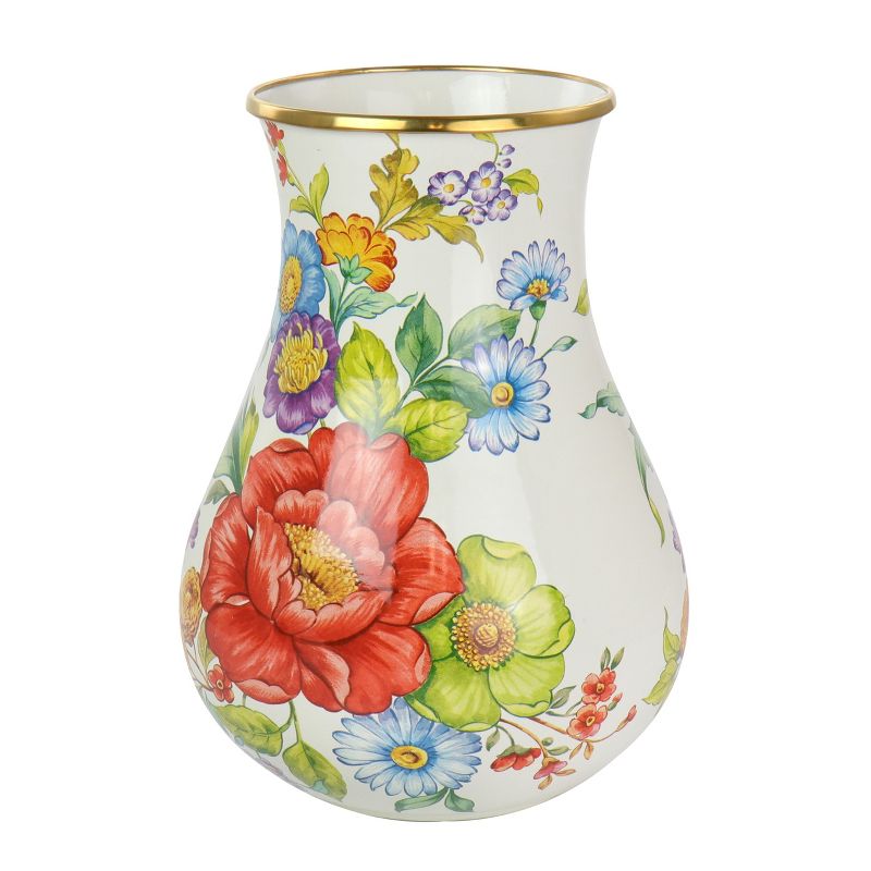Gibson Home Ankara 8.7 Inch Enamel On Steel Vase with Gold Rim