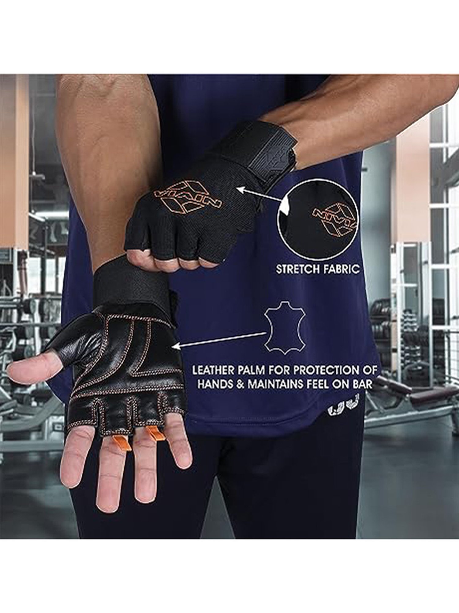 Nivia Leather Weightlifting Gym Gloves (Black) Size - XL