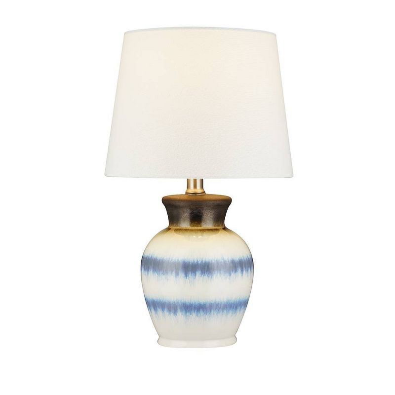 10" Ceramic Table Lamp with Accents (Includes LED Light Bulb) White/Silver - Cresswell Lighting