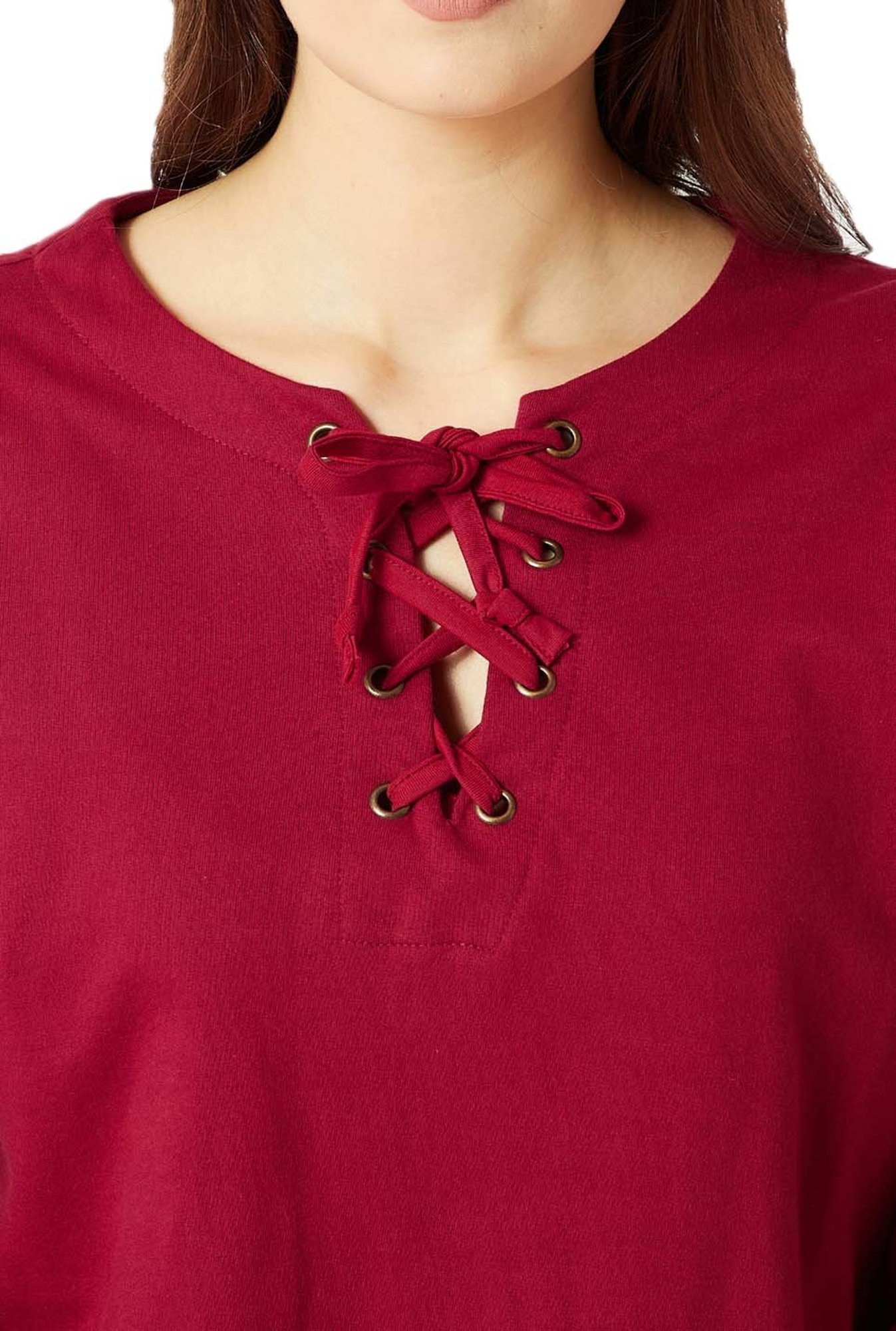 Miss Chase Maroon Cotton Sweatshirt